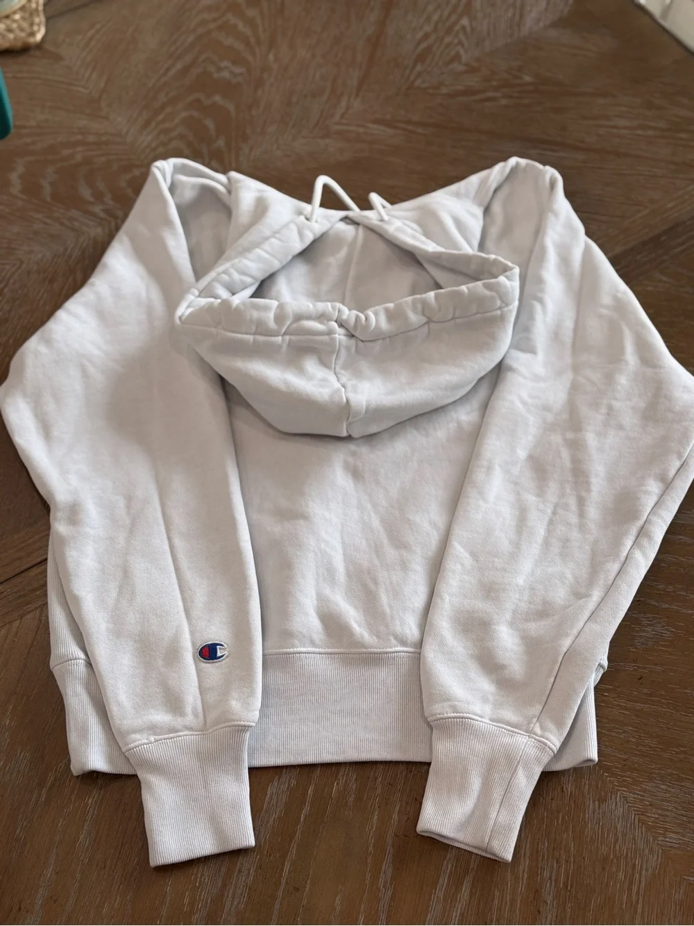 Champion Reverse Weave Hoodie Mens Small Light Gray Logo Pullover